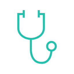 A stethoscope icon on a green background.