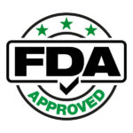 The fda approved logo on a white background.
