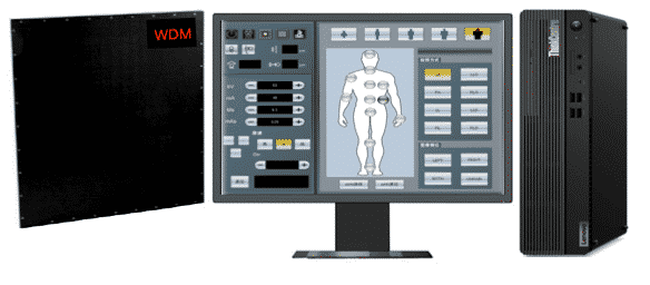 A retrofitted image of a computer and a monitor.